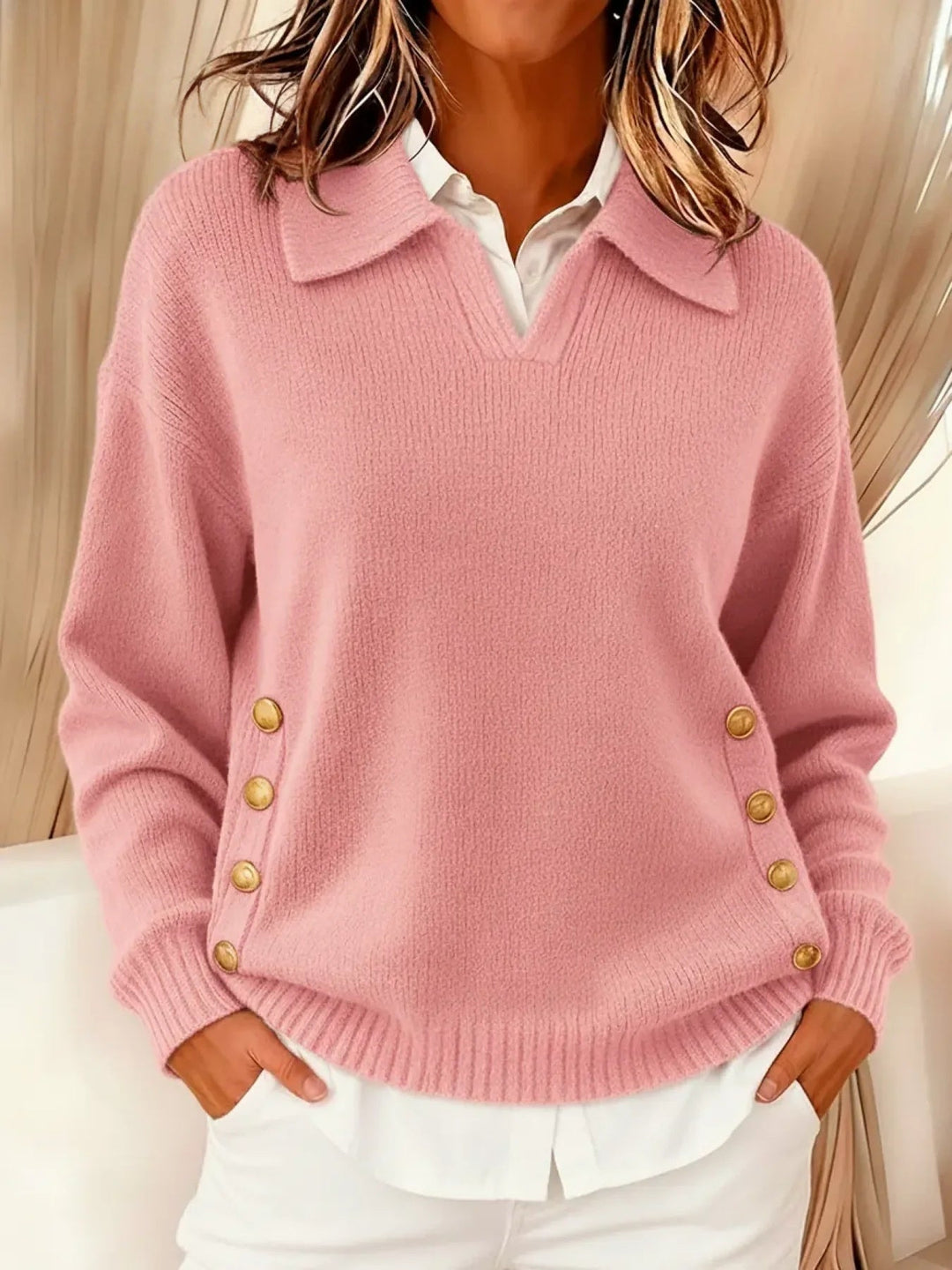 Marjorie | Collared V-Neck Sweater