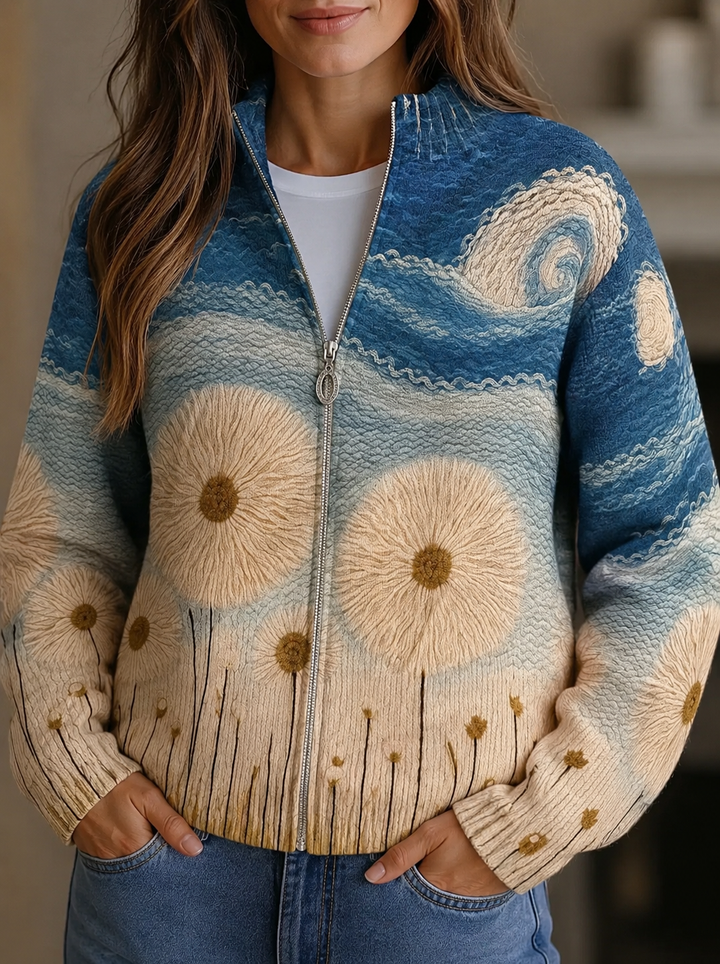 Sylvana | Artful Meadow Zip Cardigan