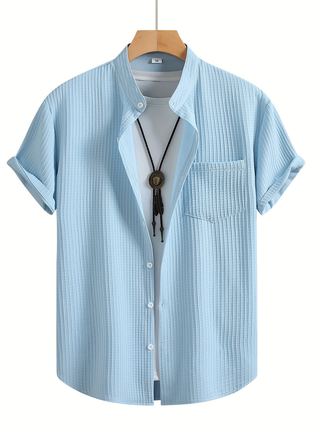 Byron | Men's Waffle Stand Collar Short Sleeve Shirt