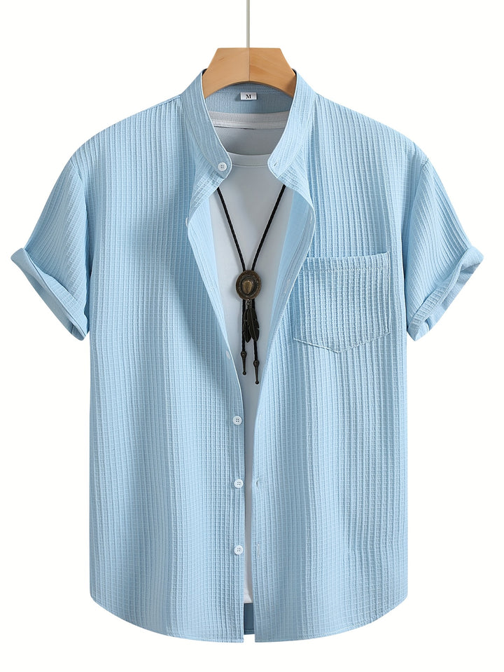 Byron | Men's Waffle Stand Collar Short Sleeve Shirt