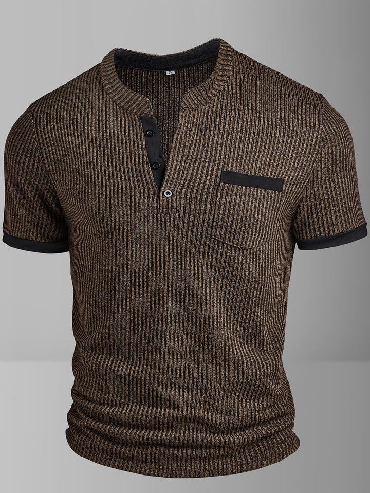 Barry | Men's Textured Knit Short Sleeve Henley