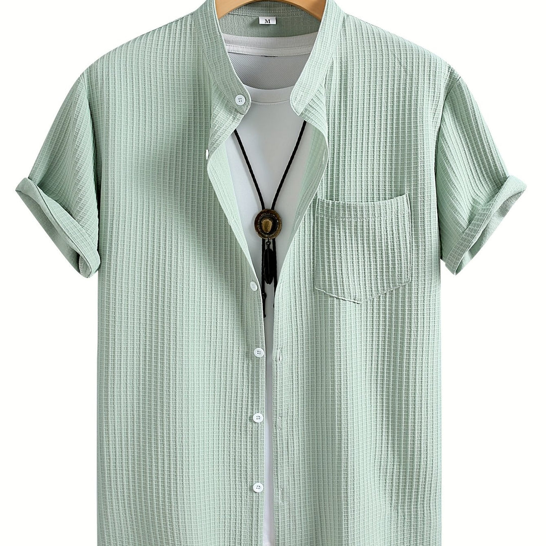 Byron | Men's Waffle Stand Collar Short Sleeve Shirt