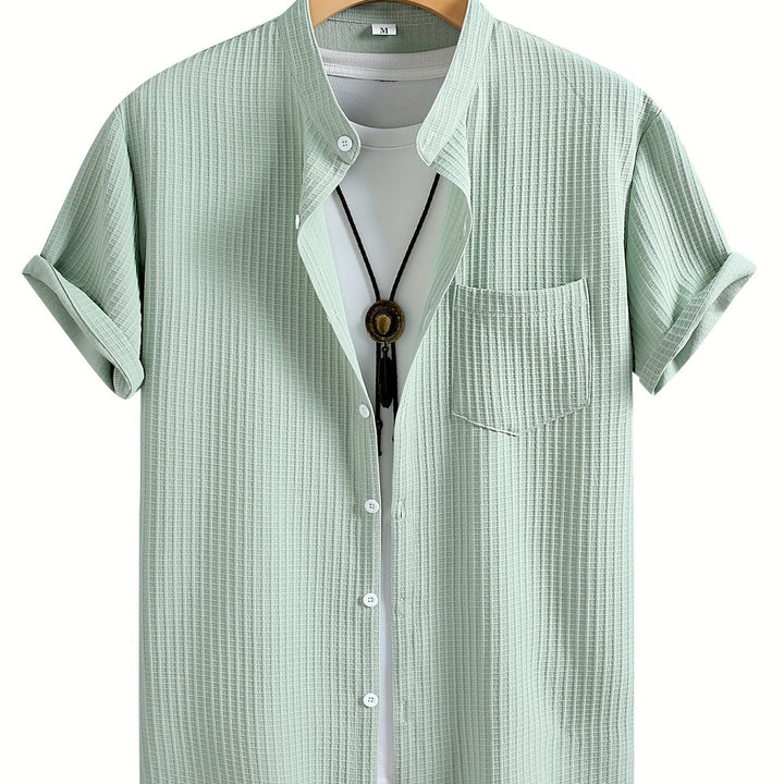 Byron | Men's Waffle Stand Collar Short Sleeve Shirt