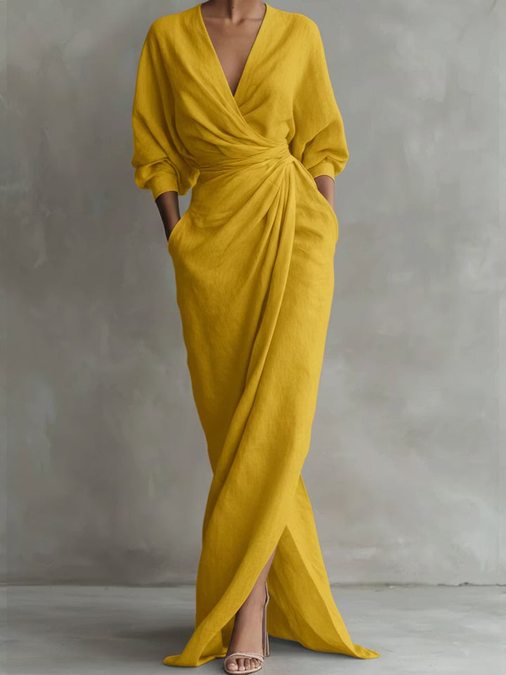 Marigold | Draped Wrap Maxi Dress