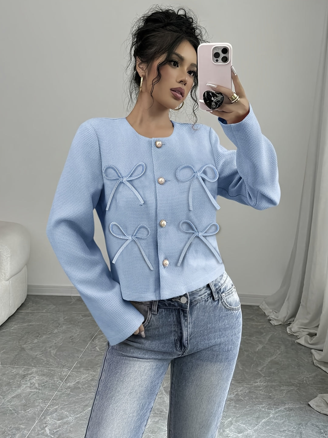 Amelie | Bow-Detail Cropped Jacket
