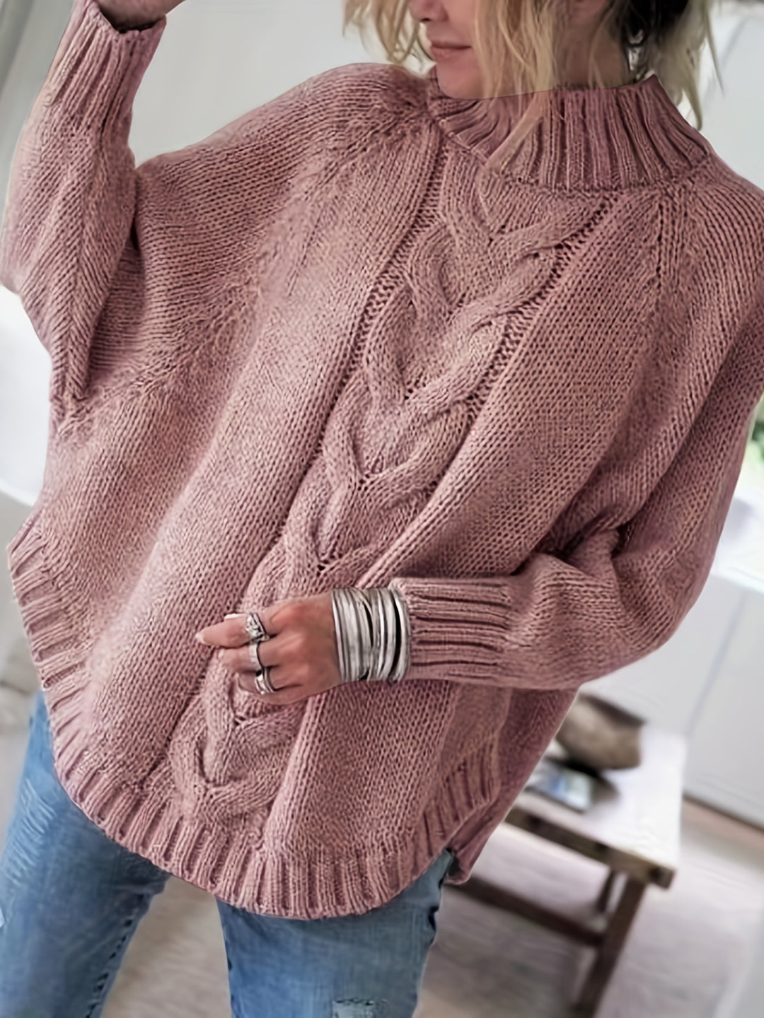 Carolyn | Cable-Knit High-Neck Sweater