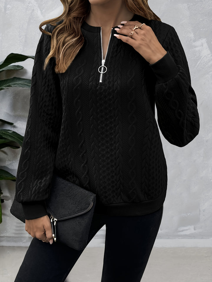 Corinne | Textured Half-Zip Sweatshirt
