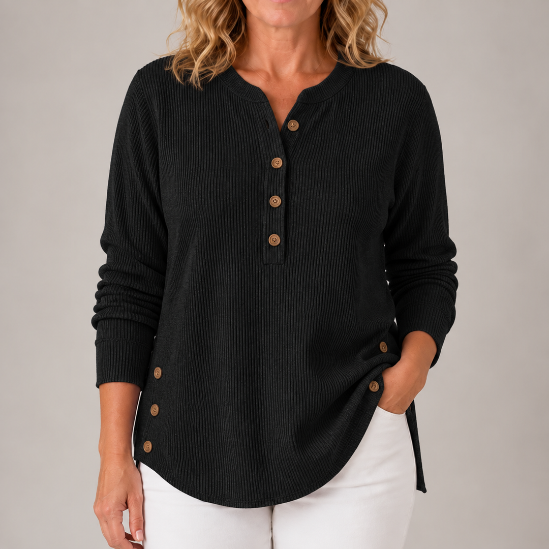Kathryn | Ribbed Button-Detail Tunic