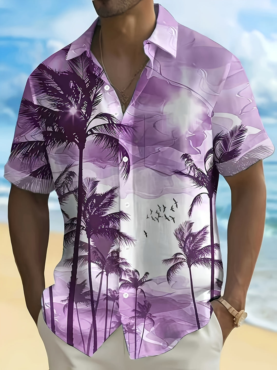 Huxley | Men's Beach Print Short Sleeve Shirt