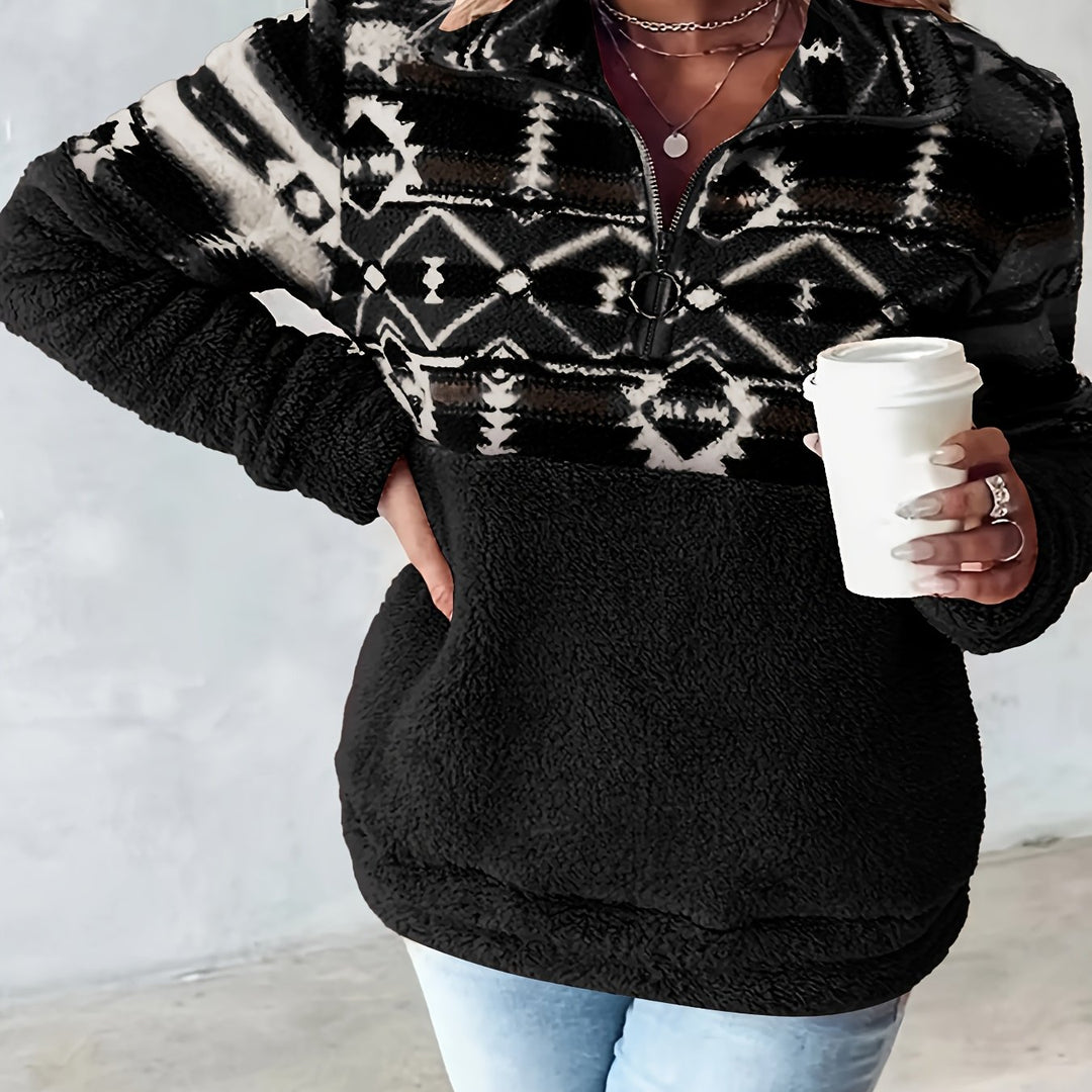 Sienna | Patterned Half-Zip Teddy Pullover