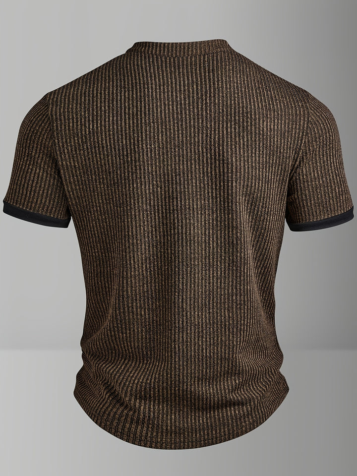 Barry | Men's Textured Knit Short Sleeve Henley