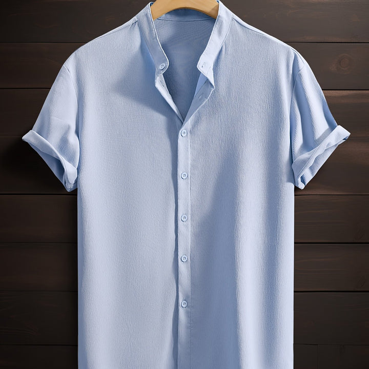 Harlan | Men's Textured Stand Collar Short Sleeve Shirt