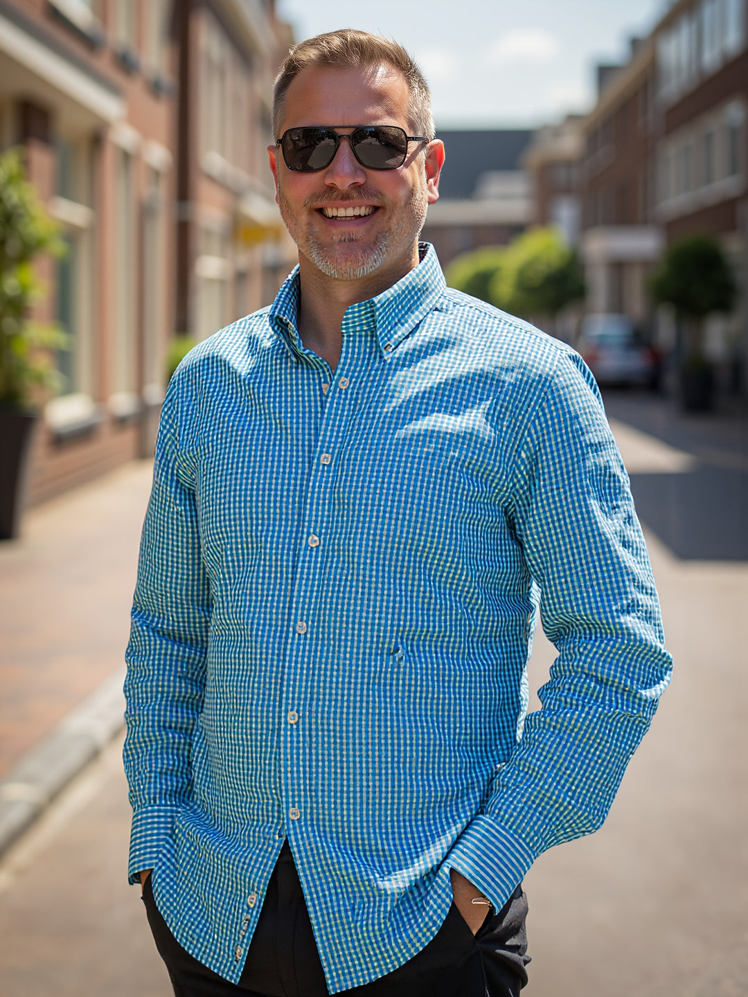 Sloan | Men's Print Colour-Block Long Sleeve Shirt