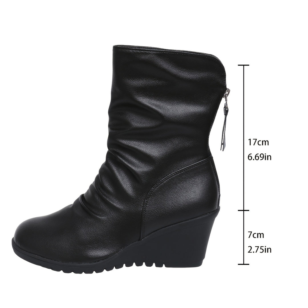 Kendra | Elegant Mid-Calf Wedge Boots
