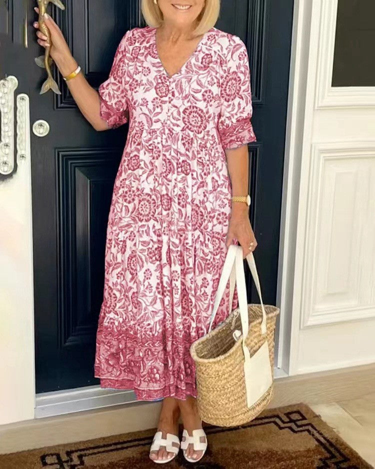 Maeve | Graceful V-Neck Floral Dress