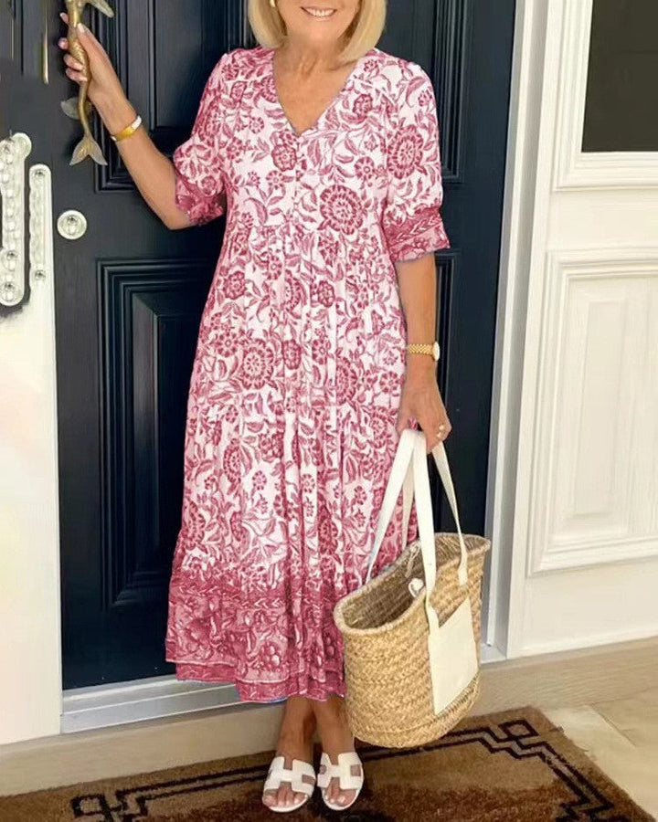 Maeve | Graceful V-Neck Floral Dress