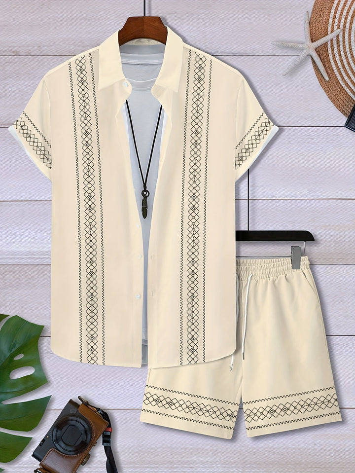 Donovan | Men's Geometric Print Shirt & Shorts Set