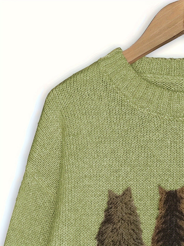 Lydia | Cozy Cat-Print Sweater