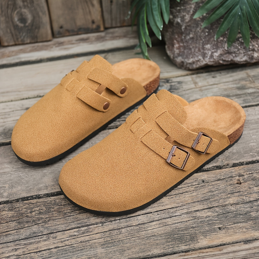Oskar | Men's Double-Buckle Suede Clog Mule