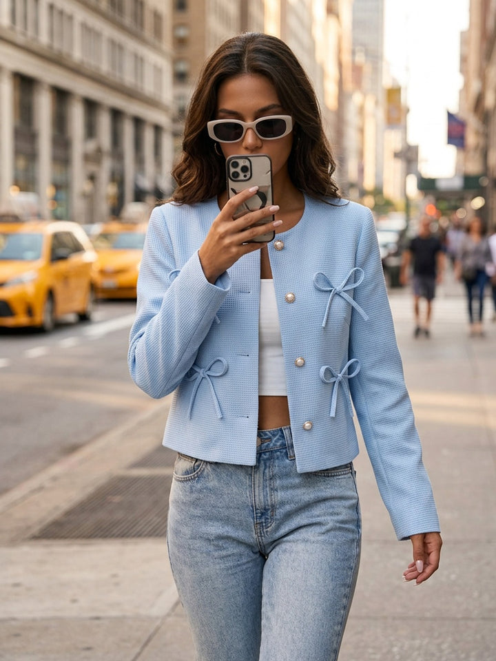 Amelie | Bow-Detail Cropped Jacket