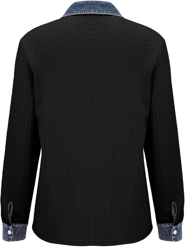 Sybil | Textured Contrast-Trim Shirt