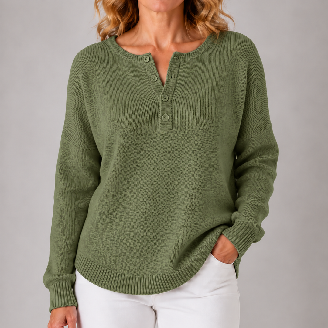Carol | Classic Button Henley Sweater