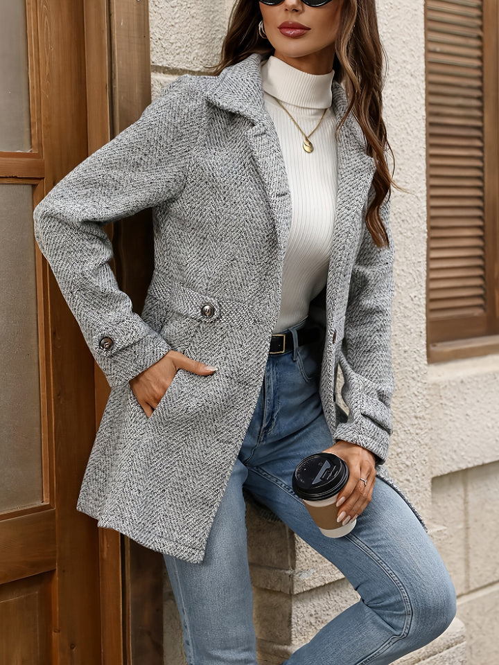 Rosamund | Waist-Defining Herringbone Coat