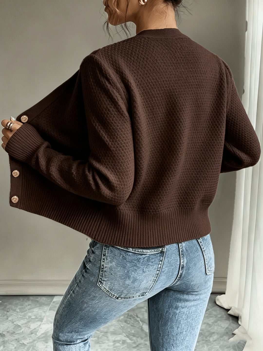 Eleanor | Cable-Knit Button-Front Cardigan