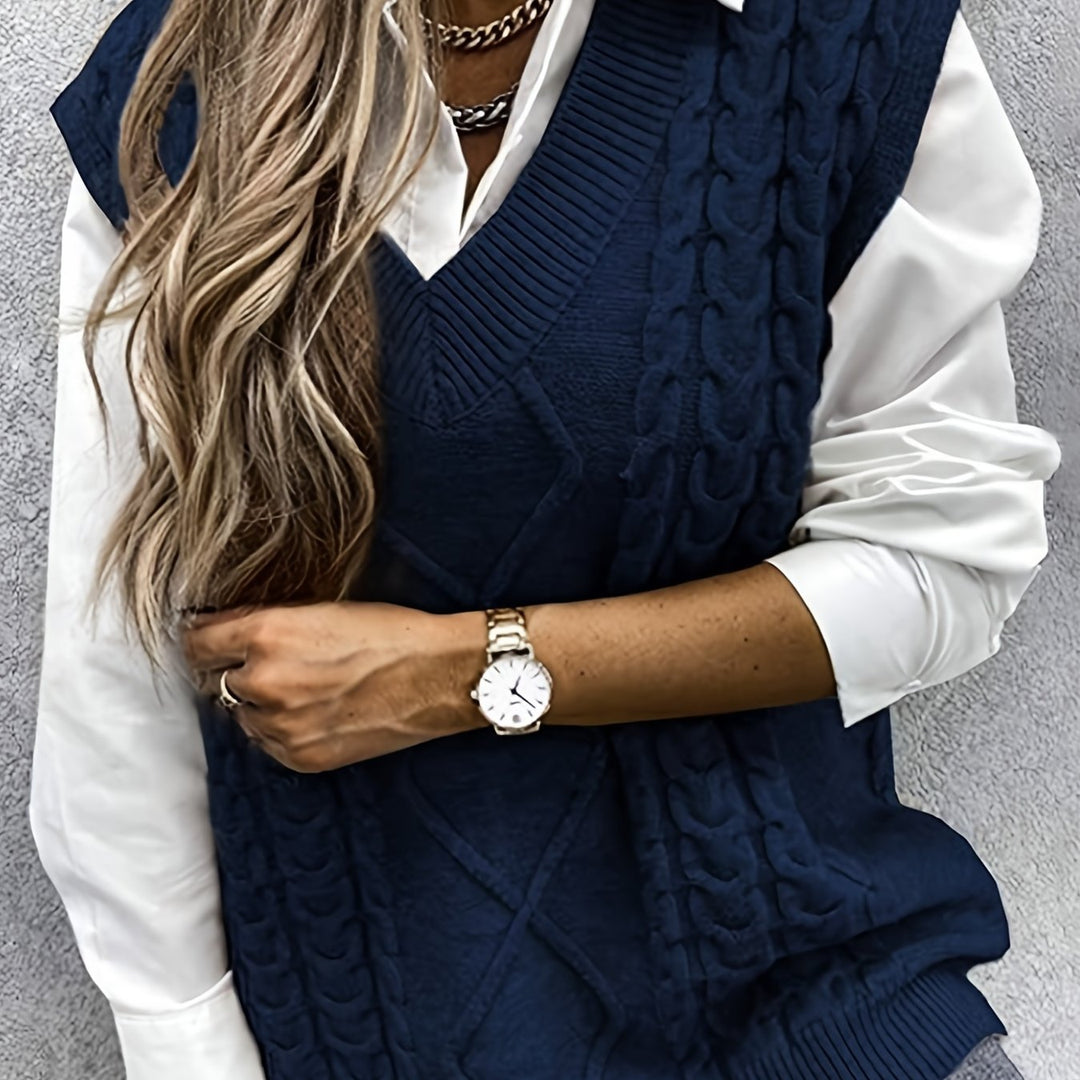 Cambria | Cable-Knit V-Neck Sweater Vest