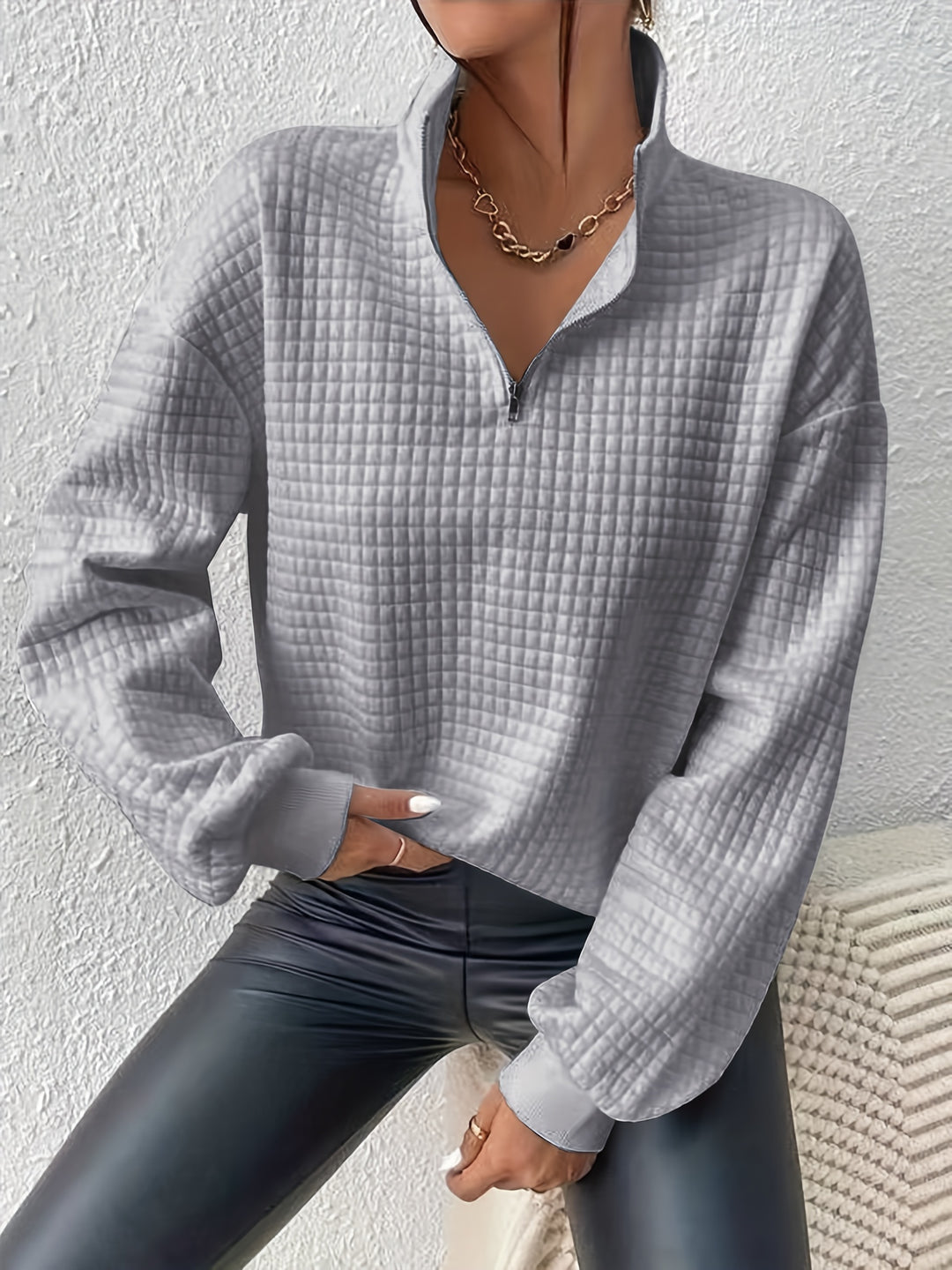 Adelina | Quarter-Zip Textured Sweater