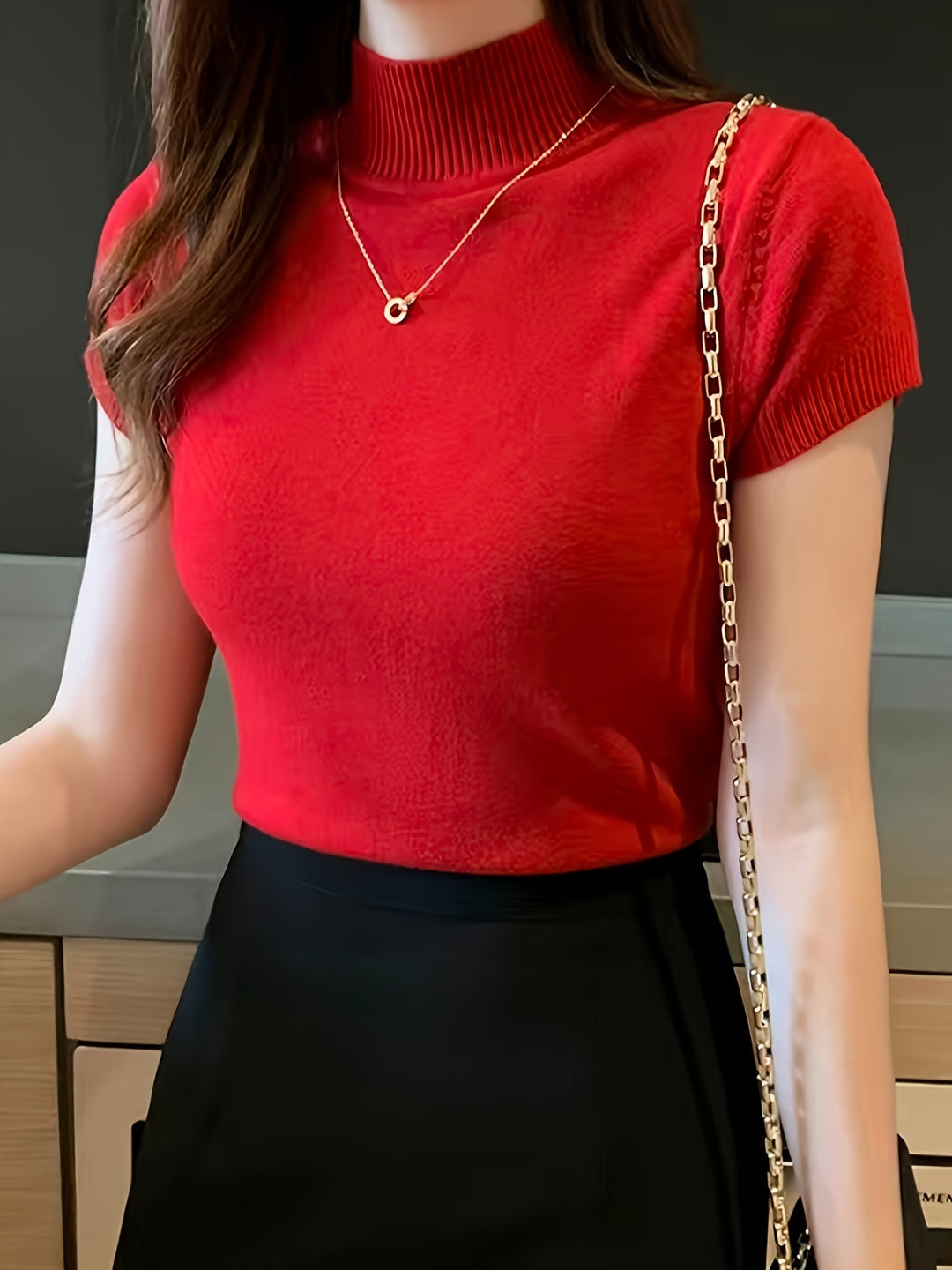 Marguerite | Refined Mock-Neck Short Sleeve Top