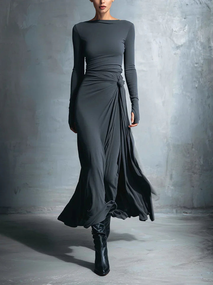 Lenora | Draped Side-Knot Maxi Dress