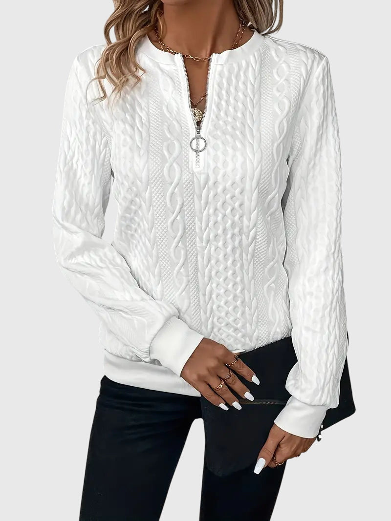 Romy | Textured Zip-Neck Sweater