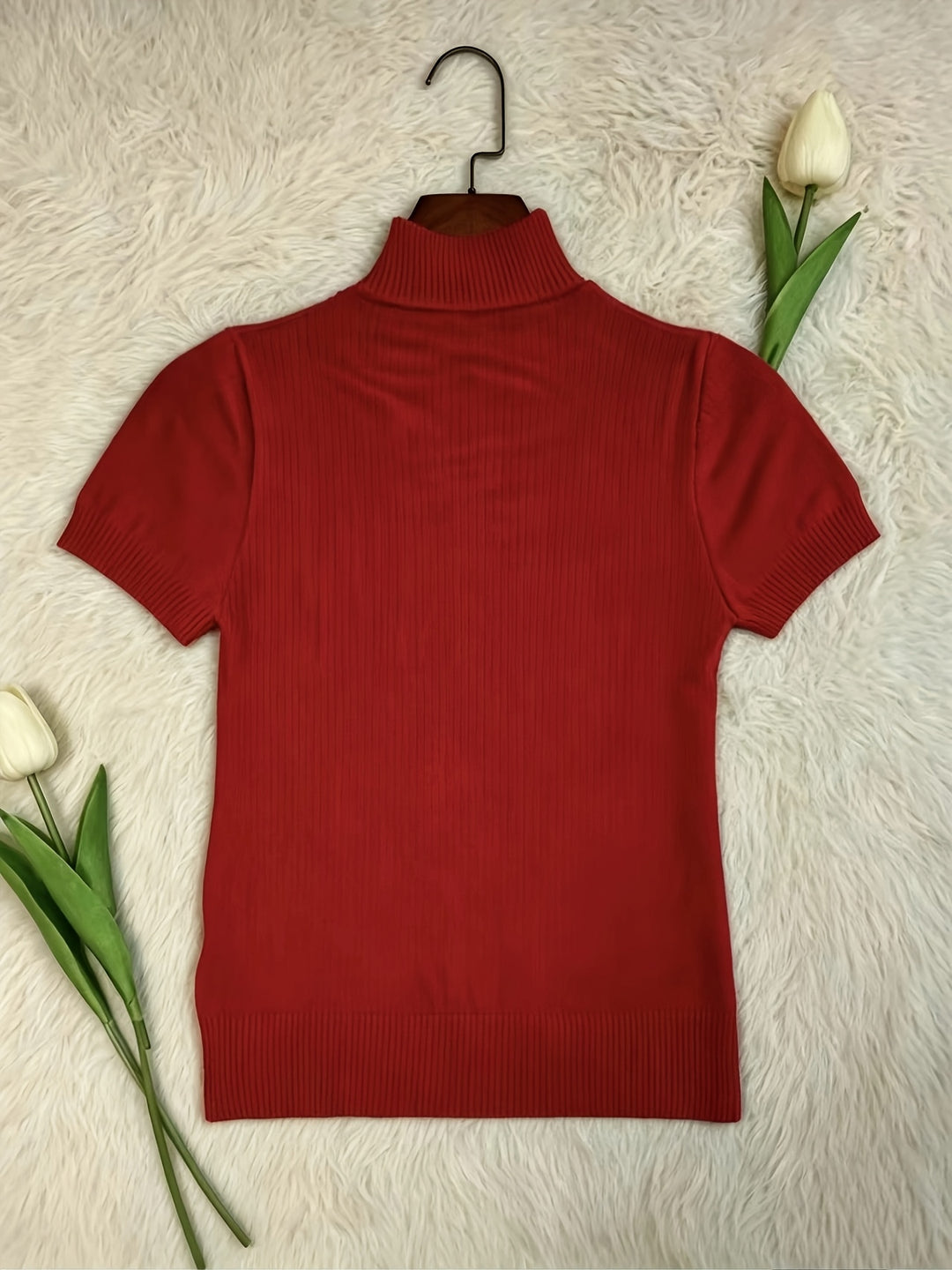 Marguerite | Refined Mock-Neck Short Sleeve Top