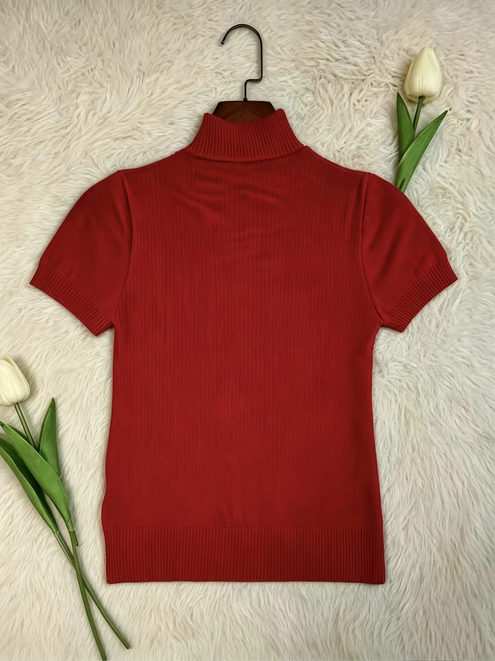 Marguerite | Refined Mock-Neck Short Sleeve Top