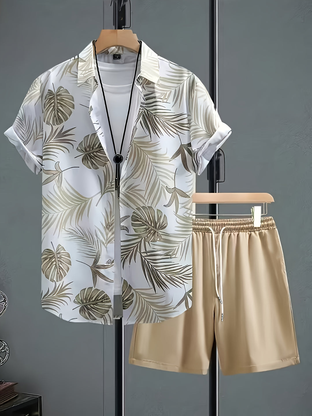 Cayman | Men's Botanical Print Short Sleeve Shirt & Shorts Set