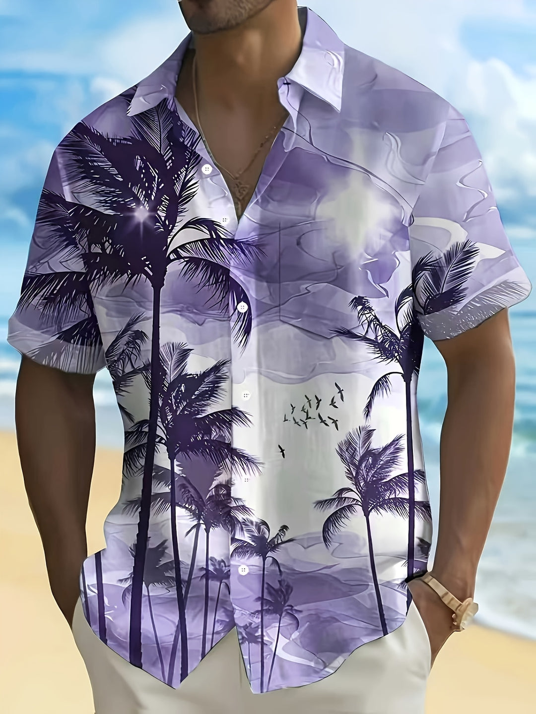 Huxley | Men's Beach Print Short Sleeve Shirt