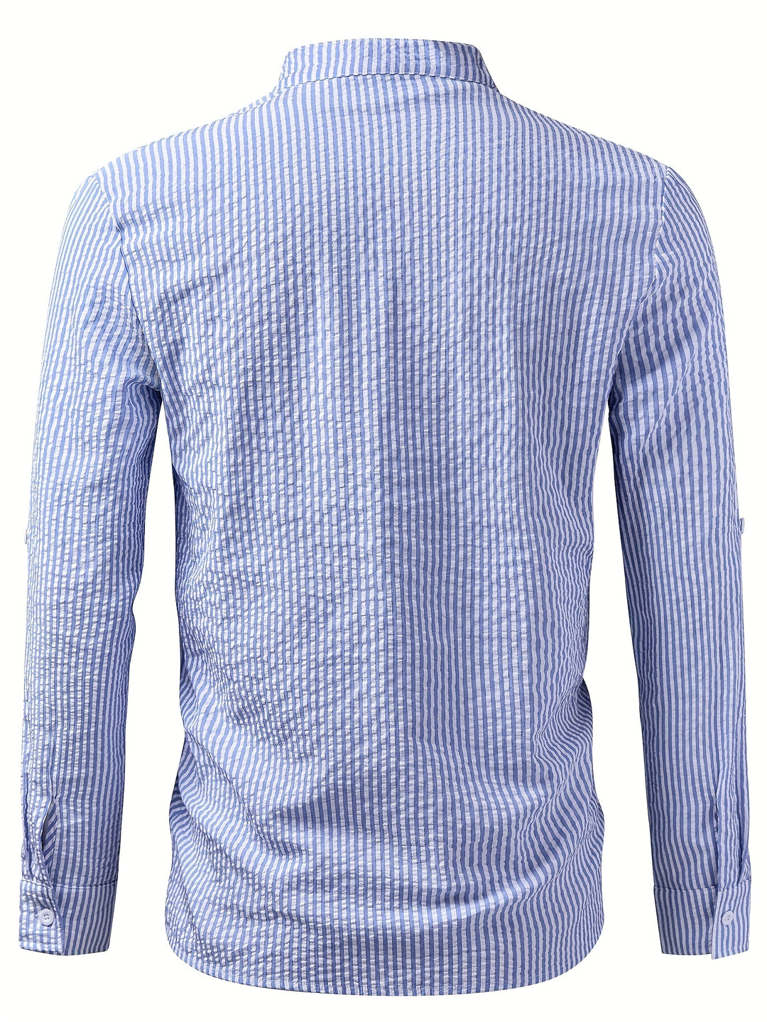 Rowan | Men's Band Collar Long Sleeve Stripe Shirt