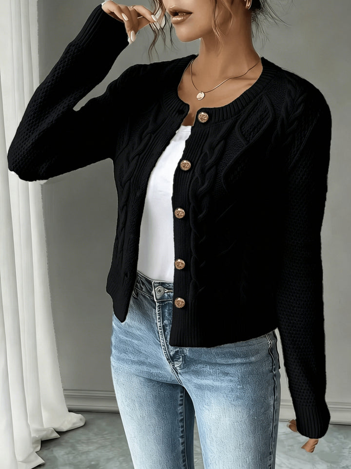 Eleanor | Cable-Knit Button-Front Cardigan