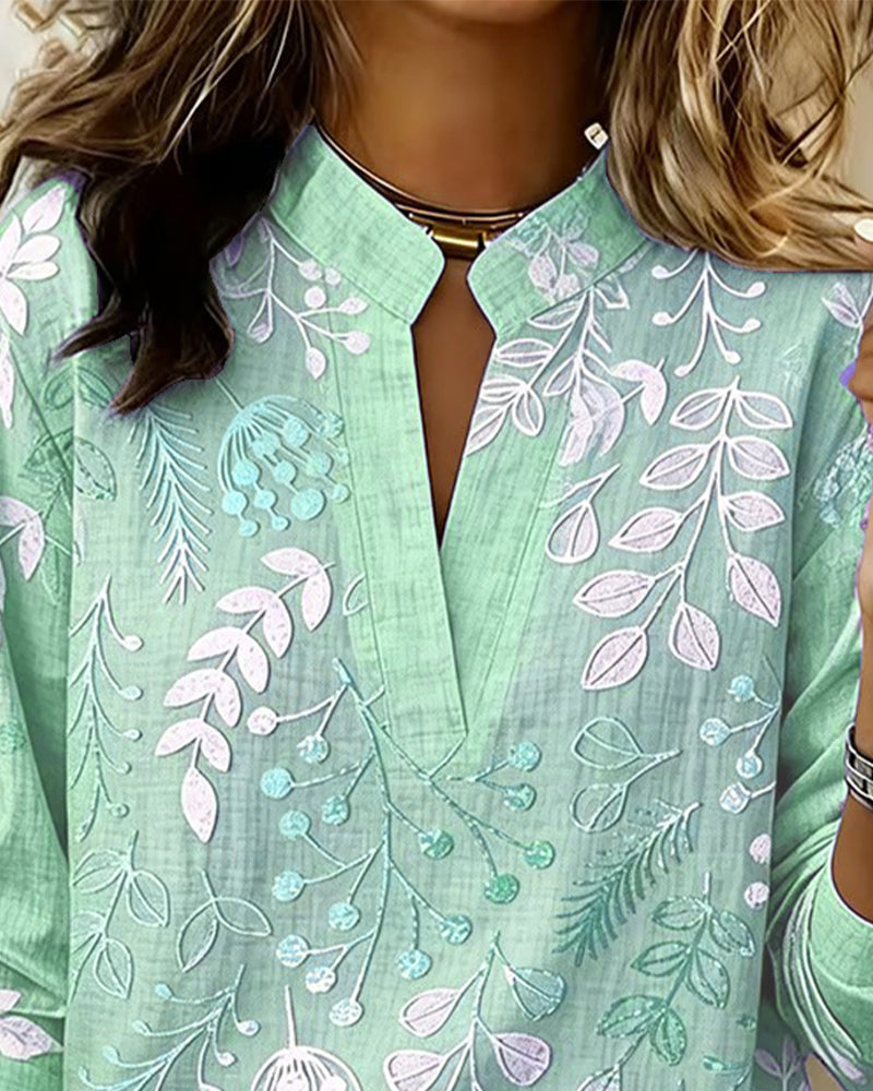 Elaine | Botanical Notch-Neck Blouse