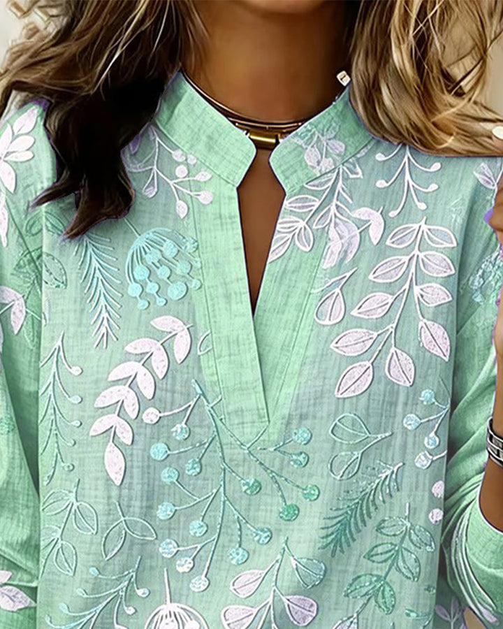 Elaine | Botanical Notch-Neck Blouse
