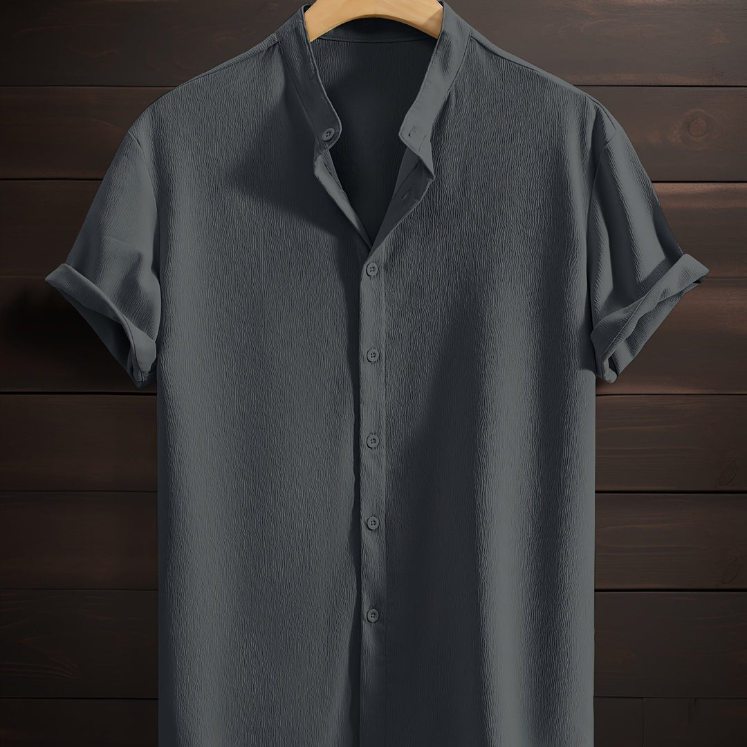 Harlan | Men's Textured Stand Collar Short Sleeve Shirt