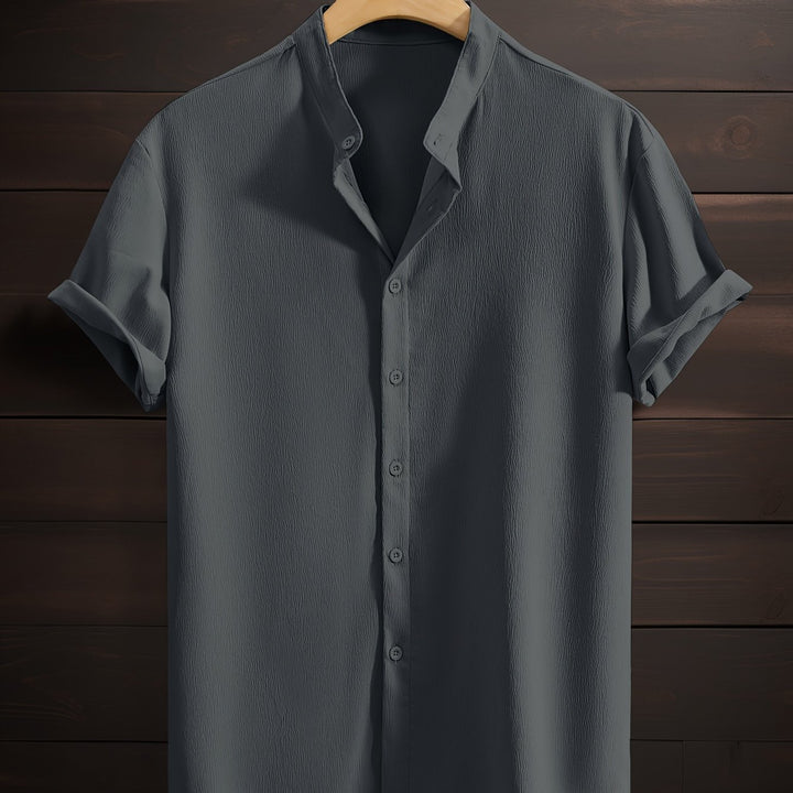 Harlan | Men's Textured Stand Collar Short Sleeve Shirt
