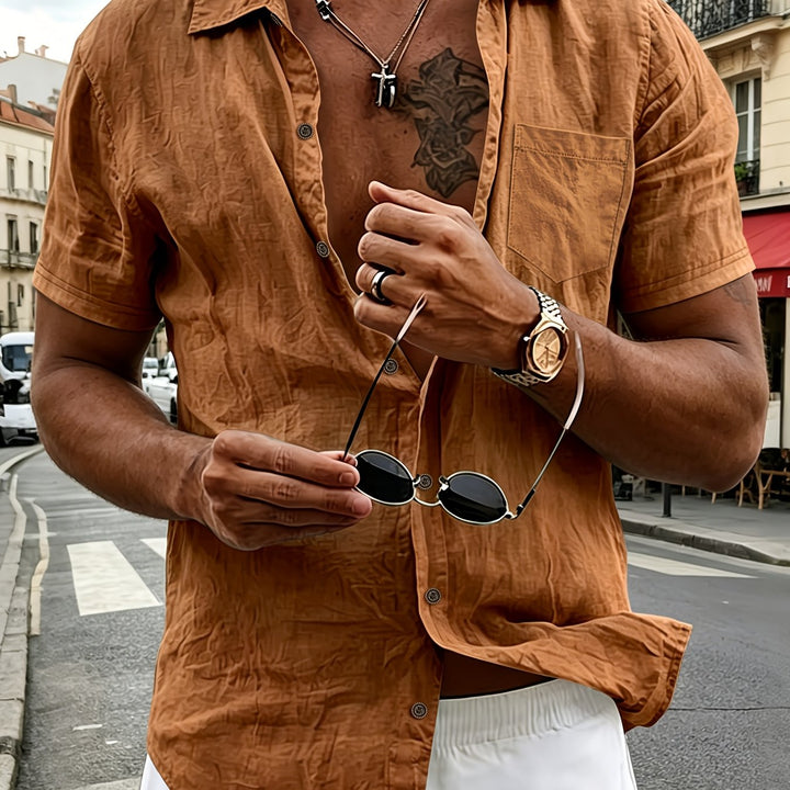 Callum | Men's Linen Short Sleeve Henley Shirt