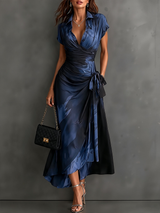 Rosalind | Abstract Print Midi Wrap Dress