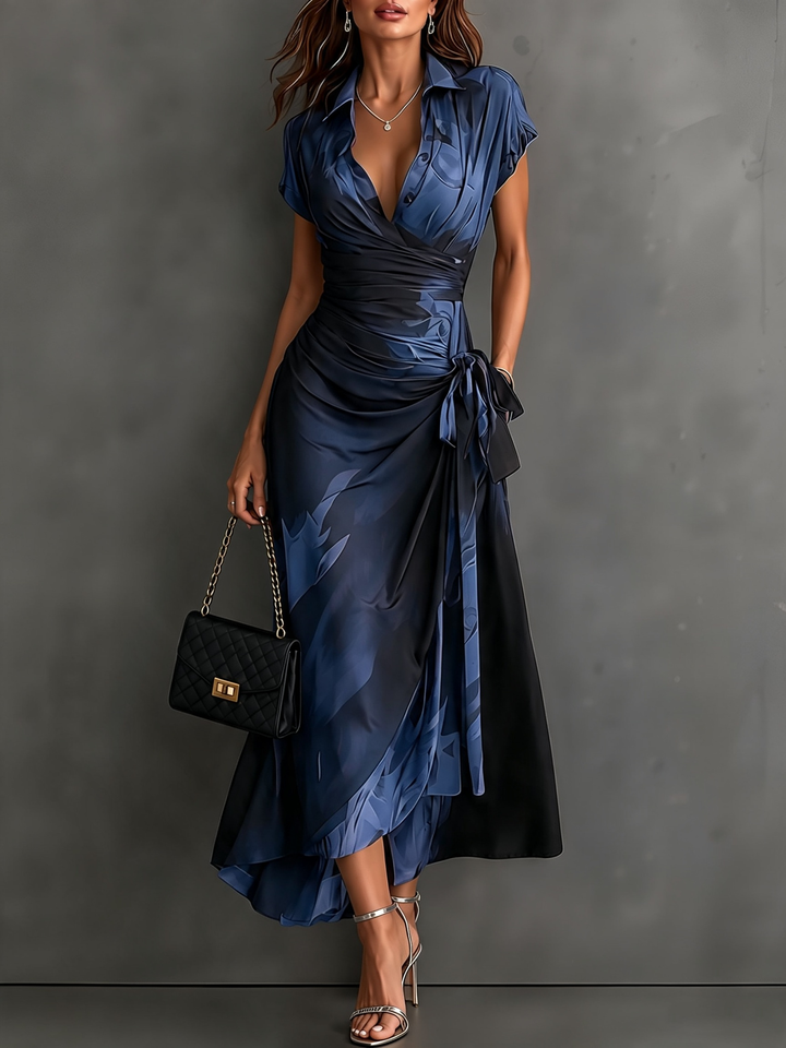 Rosalind | Abstract Print Midi Wrap Dress