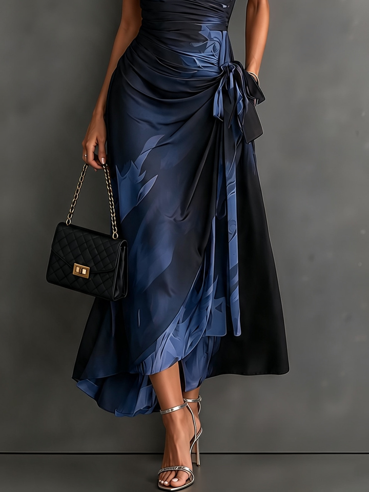 Rosalind | Abstract Print Midi Wrap Dress