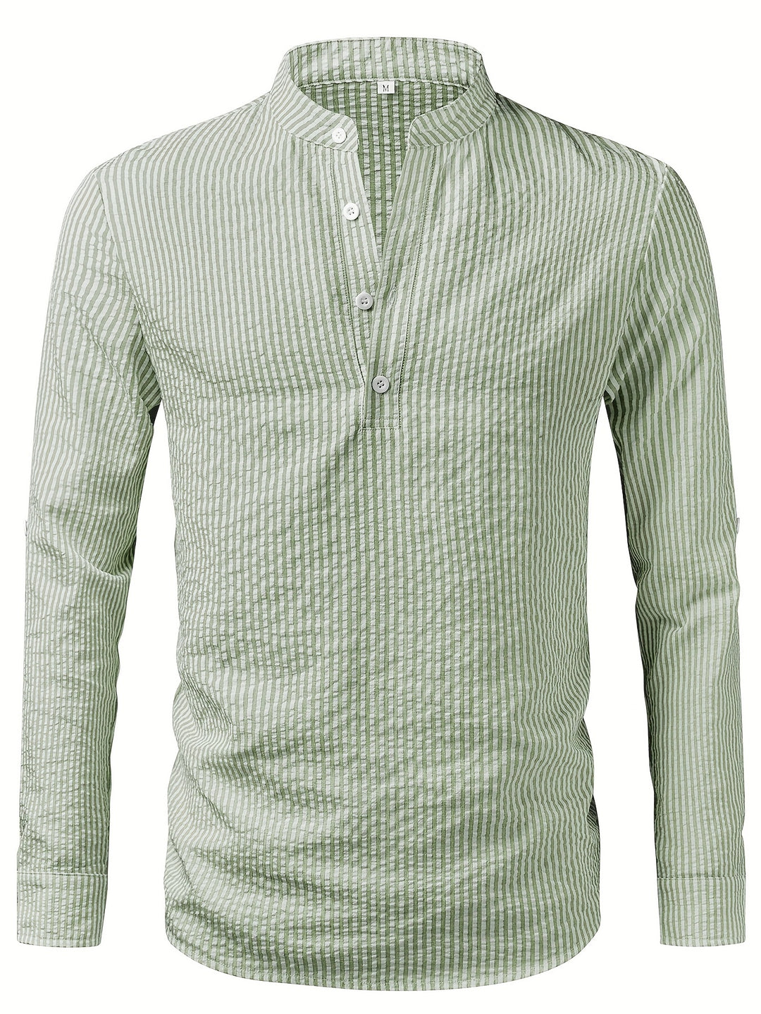 Rowan | Men's Band Collar Long Sleeve Stripe Shirt