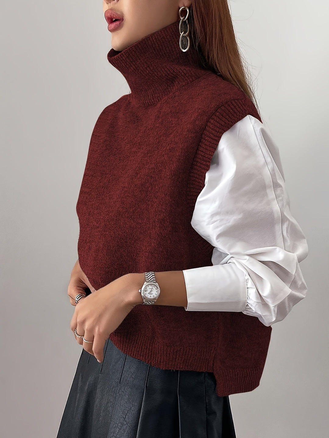Elspeth | Elegant High-Neck Sweater Vest