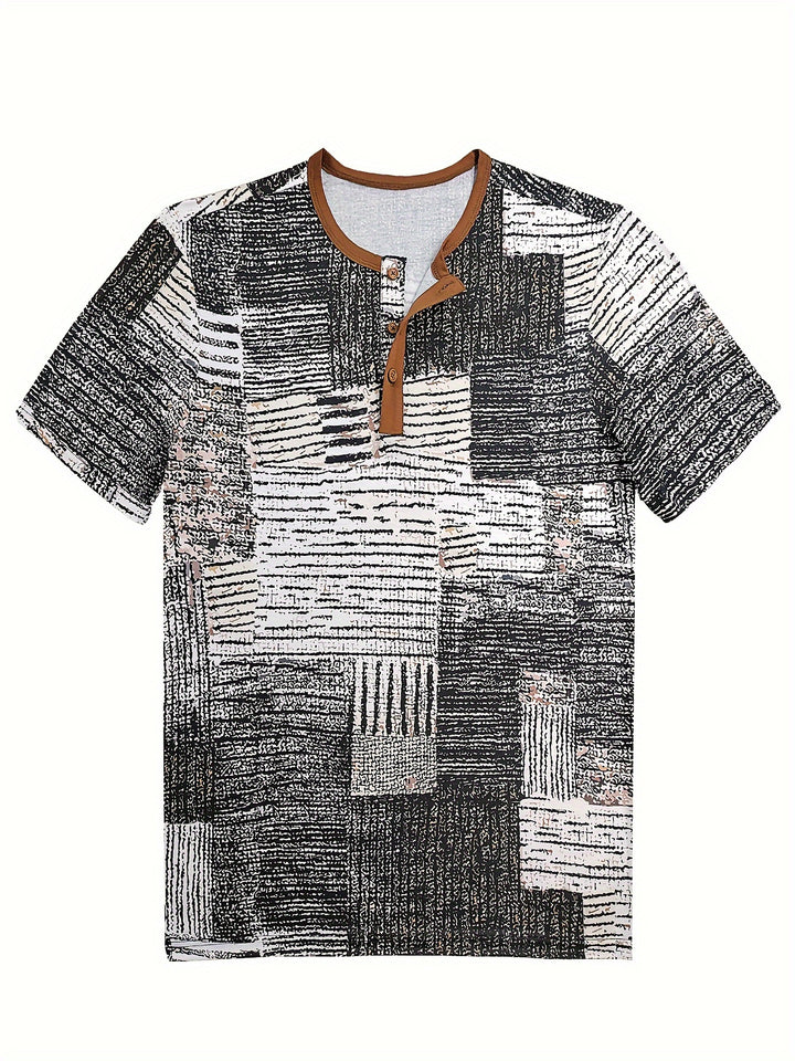 Wilder | Men's Abstract Patchwork Henley Tee